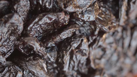 close-up of dried prunes
