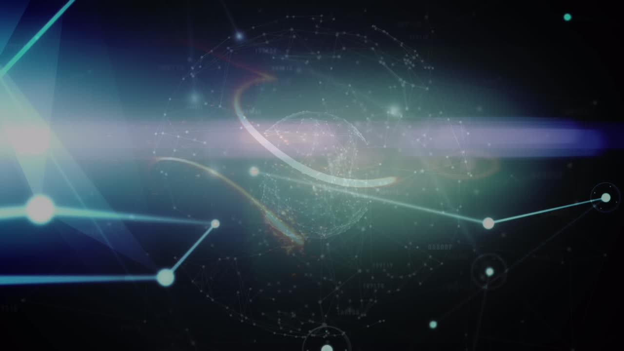 Animation of globe with network of connections with glowing spots