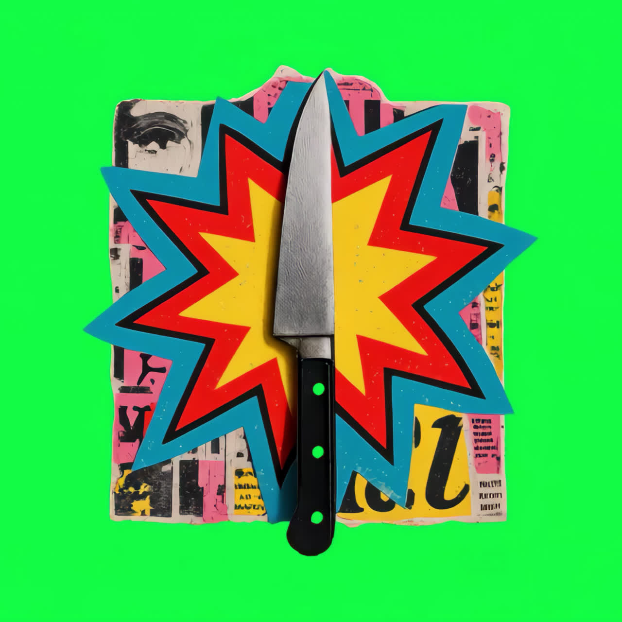 Coltello su risorsa isolata con animazione pop vivace, video 4K trasparente, canale alfa, ProRes 4444