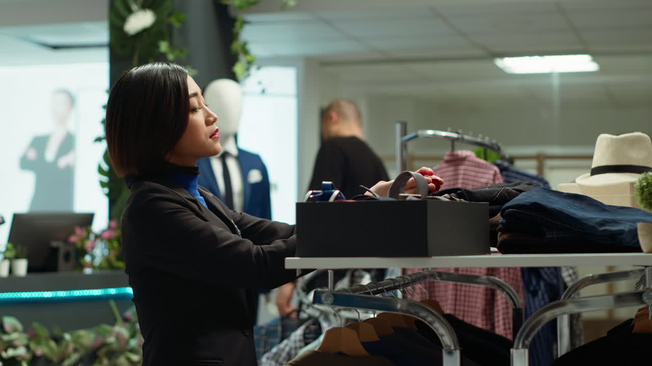 남성 의 패션 가게 에서 일 하는 여자