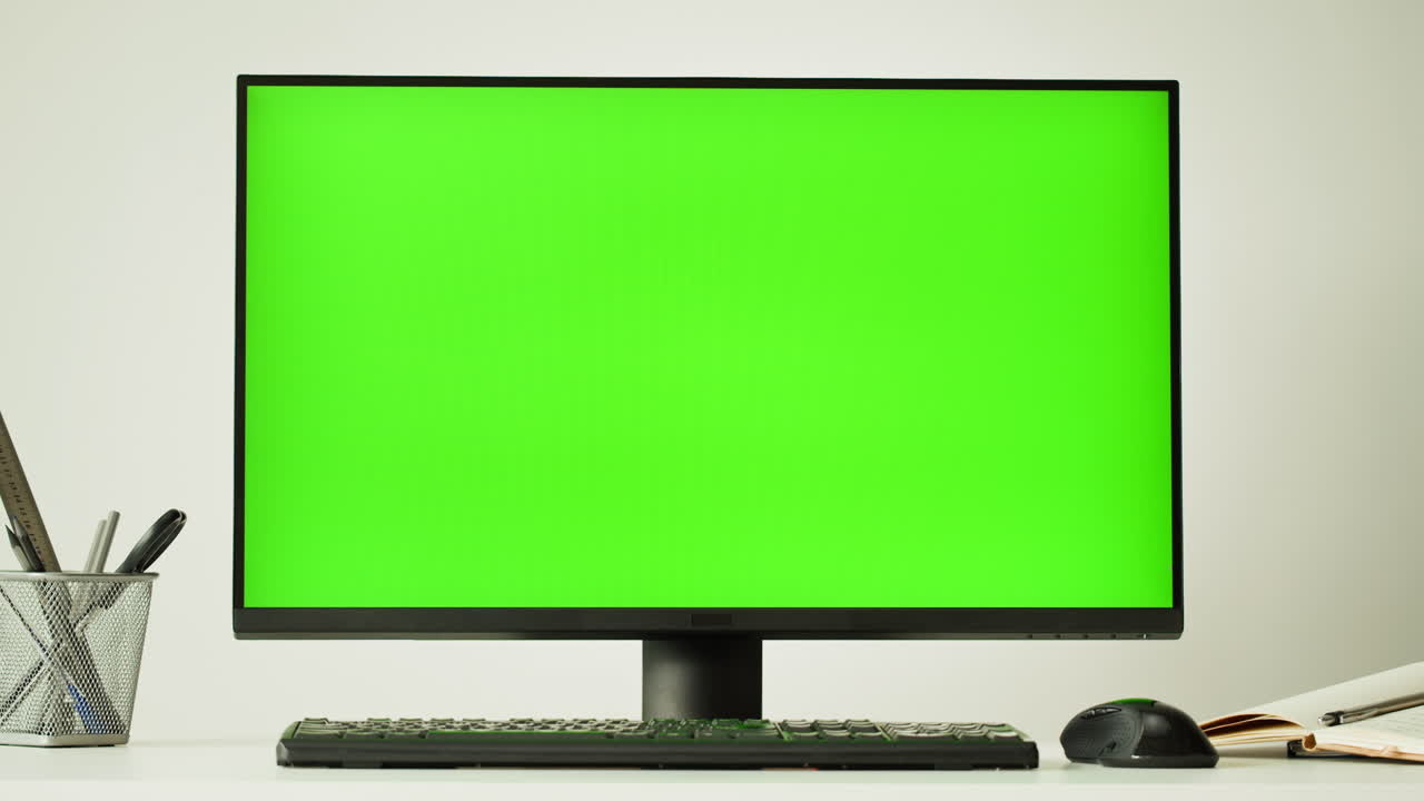 Green Screen Computer Monitor on a Desk