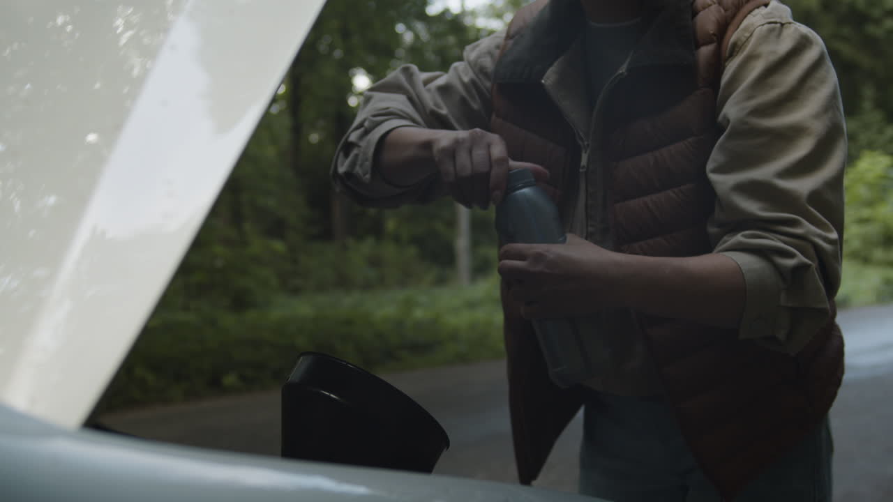 Checking car engine oil