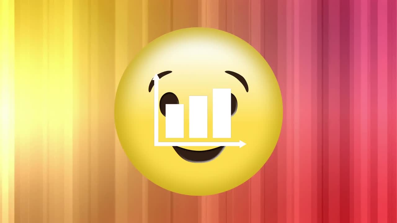 animación del icono del emoji feliz sobre la estadística