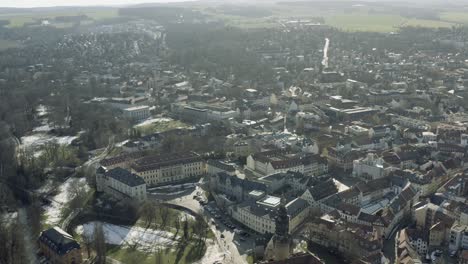 drone aerial footage of weimar on a sunny spring day