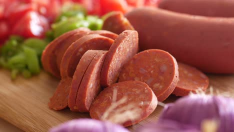 sliced sucuk sausage with vegetables