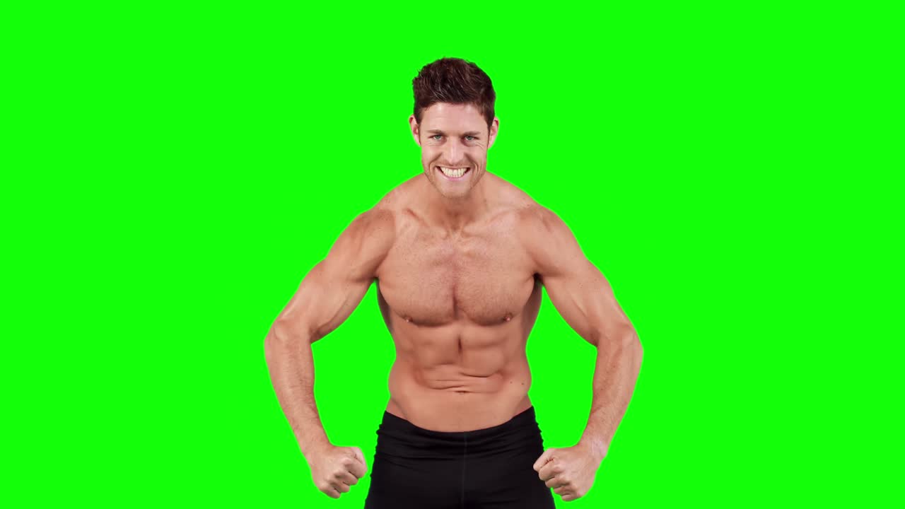Muscular man flexing his muscles