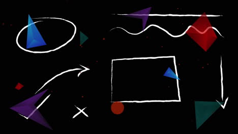 animación de iconos digitales y burbujas de habla sobre fondo negro