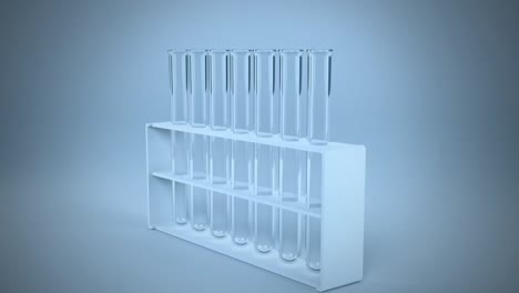 animación de moléculas blancas químicas contra tubos de ensayo de laboratorio