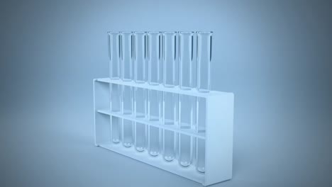 animation of chemical white molecules against laboratory test tubes