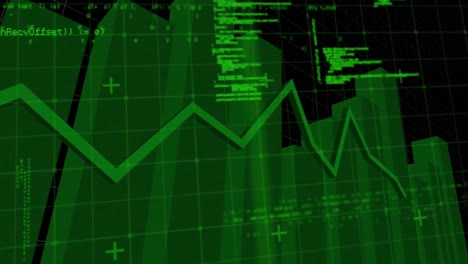 gráficos verdes que se mueven contra el procesamiento de datos