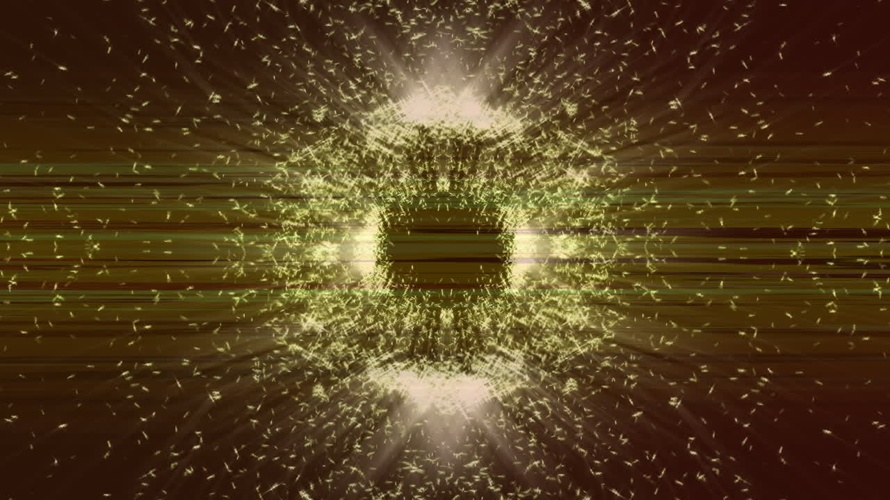 animación de partículas blancas brillantes que se mueven en movimiento circular sobre líneas rayadas, en marrón oscuro