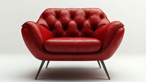 red tufted armchair on white background