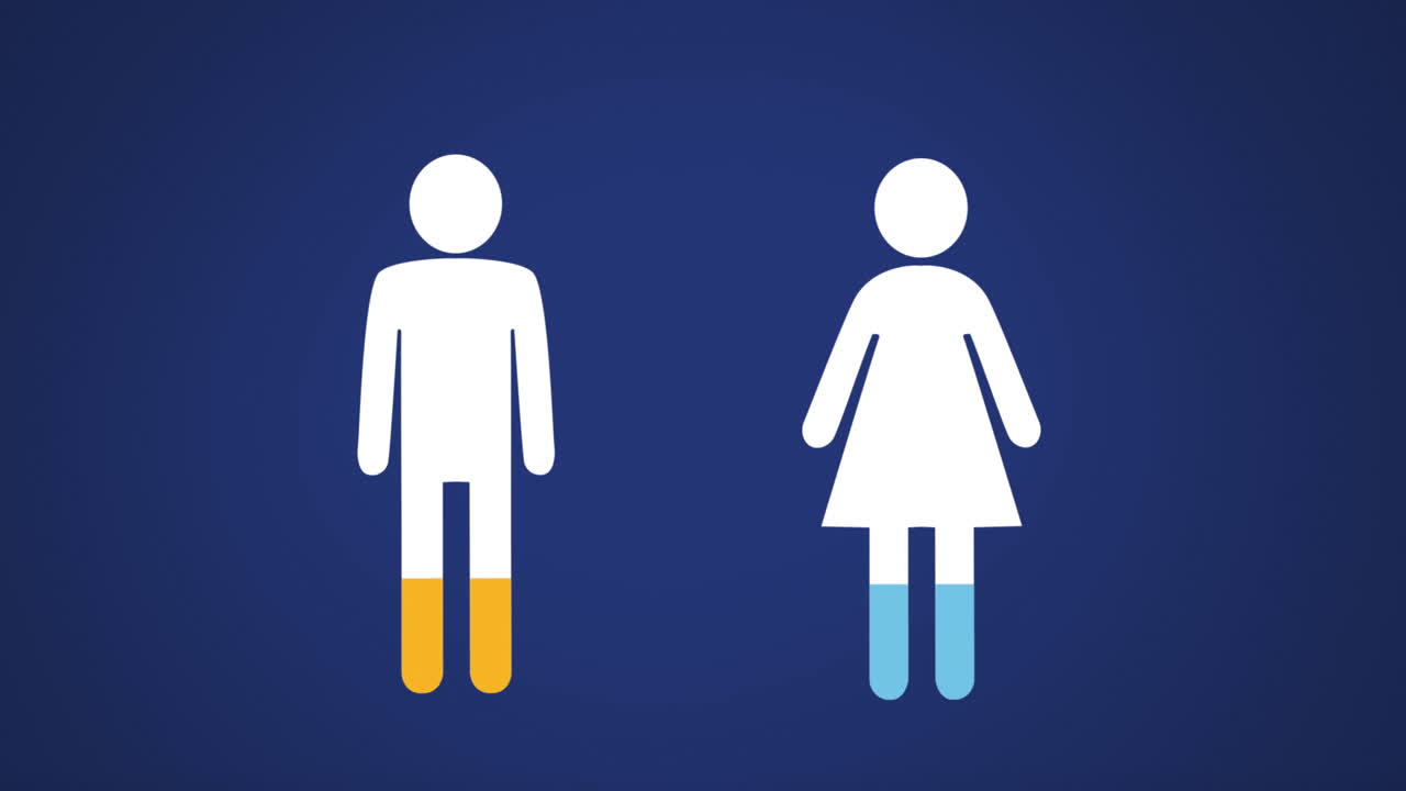 남성과 여성의 모양은 색으로 가득 차 있습니다.