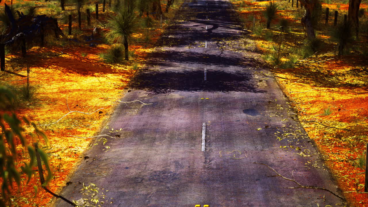 Road through a colorful autumn landscape in a rural area