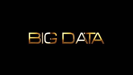 big data golden text with light glowing effect isolated with alpha channel quicktime prores 4444 encode. 4k 3d rendering seamless loop big data word light effect video cover for overlay your footage.