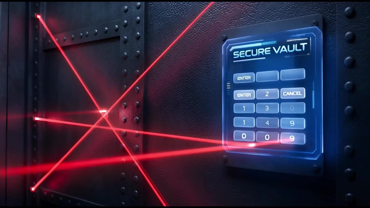 High-Tech Vault Door Protected by Red Laser Security System