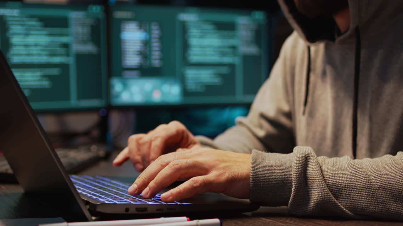 Hacker Coding on Computer