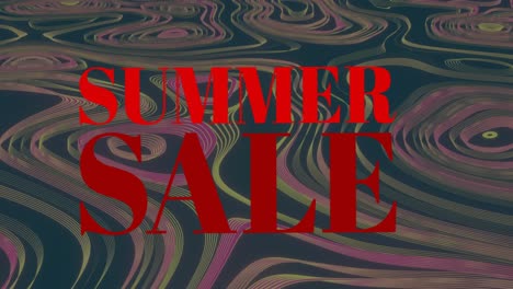 Animation-of-summer-sale-text-in-red-letters-over-red-map-lines-in-background