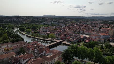 Flying-Over-City-of-Chaves,-Portugal