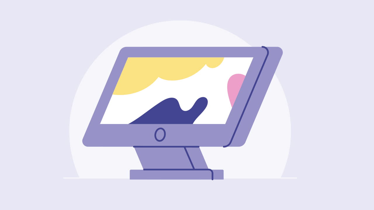 animación de dispositivos tecnológicos de computadora de escritorio