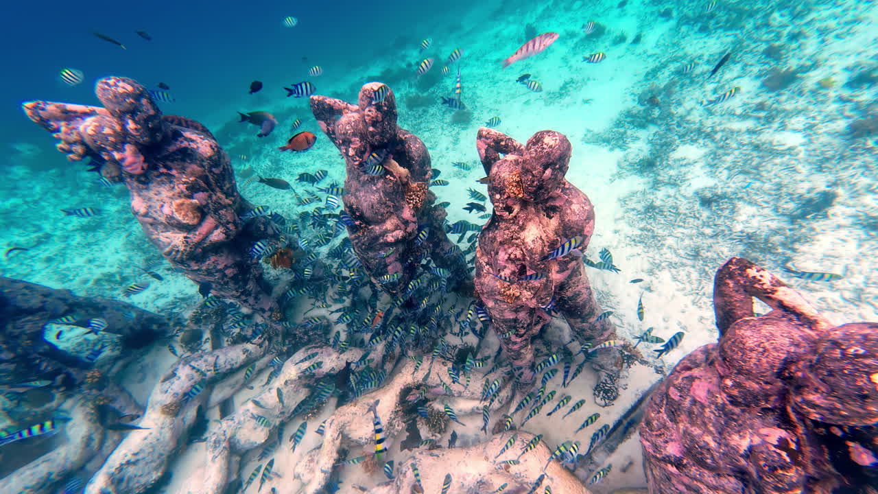 Bask Nest underwater sculptures Gili Meno Indonesia art things to see snorkel POV