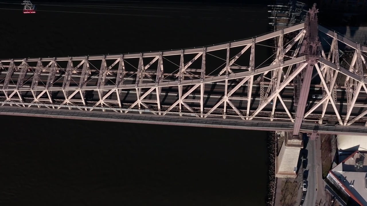 View of the Queensboro Bridge and surroundings in New York City from above