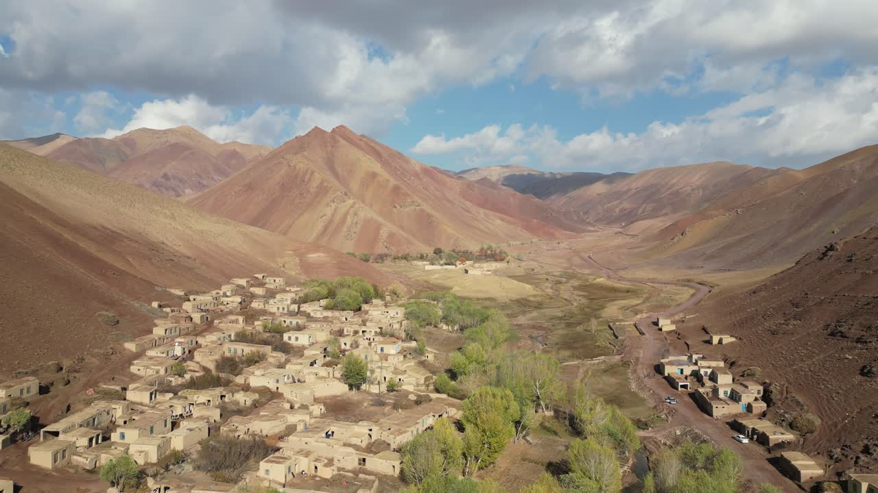 Siah Koh mountains Afghanistan Drone Aerial flight over wilderness and arid, remote barren desert ridges, Badghis