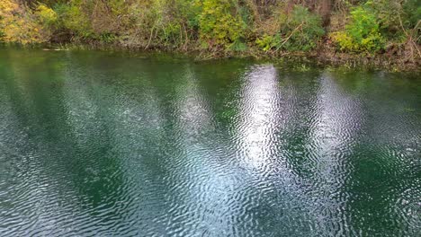 Aerial-Drone-Footage-4k-of-autumn-lake-shoreline