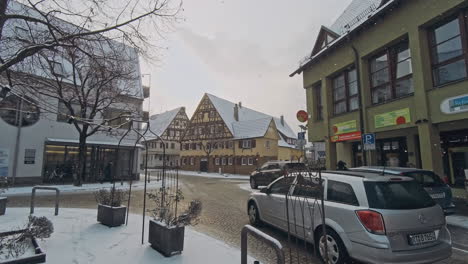 a small german town. streets with old architeckture in germany.