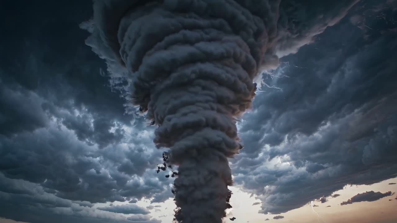 Massive Tornado with Lightning Storm
