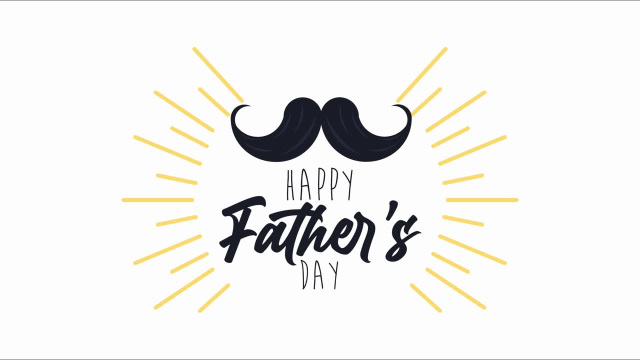 happy fathers day lettering card with mustache