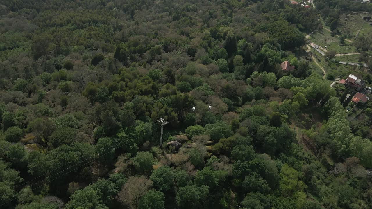 Cable Car Over Penha Sanctuary, Guimar&atilde;es, Portugal - aerial