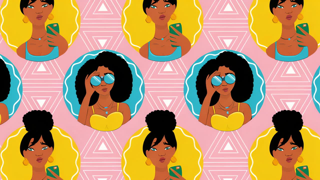 Stylized Diverse Women Pattern Illustration