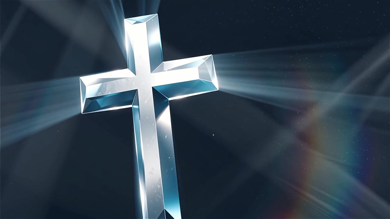 Croce Cristiana Luce Celestiale Sfondo per il Culto.