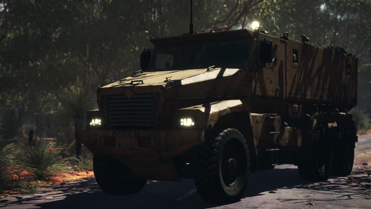 vehículo blindado de convoy en la carretera