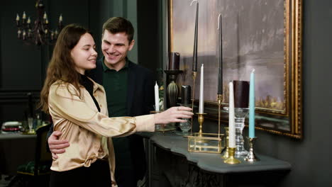 couple looking at classic ornaments