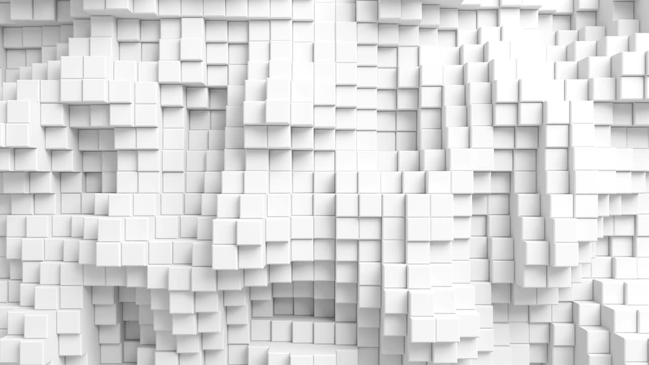 hermosos cubos abstractos moviéndose en animación 3d en bucle. fondo sin costuras de pared blanca en 4k ultra hd.