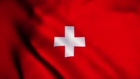 bandera suiza ondeando en el viento. bandera nacional de suiza. signo de suiza animación de bucle sin costuras. 4k