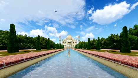 beautiful taj mahal on a sunny day