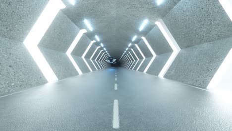 futuristic drone in a neon tunnel