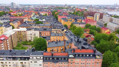 vibrant buildings of stockholm sweden with scenic aerial view of city