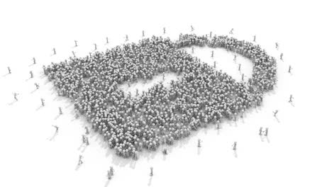 multitud de personas en forma de un candado