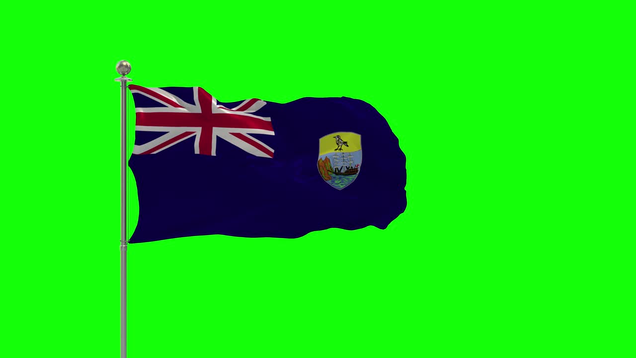 세인트 헬레나 (saint helena) - 크로마 (chroma) 를 가진 기둥 위에 흔들리는 발의 3d 일러스트레이션