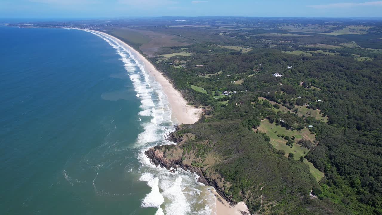 Aerial Shot Of Seven Mile Beach In New South Wales, Australia In Summer