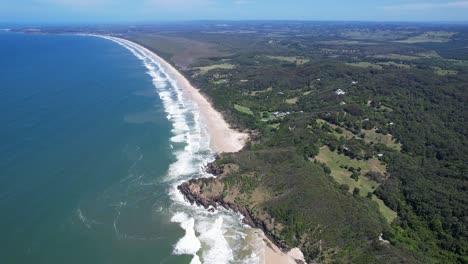 aerial shot of seven mile beach in new south wales, australia in summer