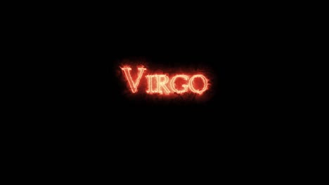 virgo astrological sign written with fire. loop