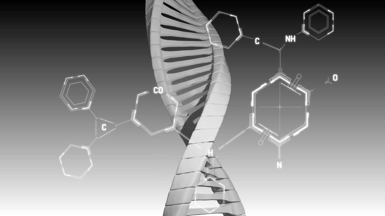 dna 가닥에 대한 과학적 데이터 처리의 애니메이션