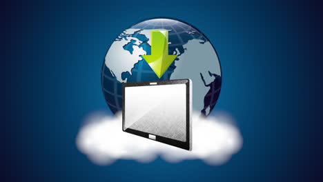 tecnología de big data con tableta y planeta