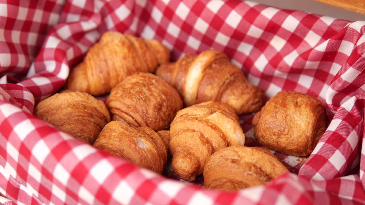 Croissants in a Checkered Basket