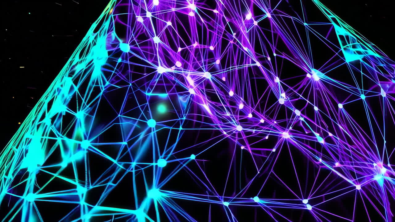 Abstract Digital Network with Glowing Connections